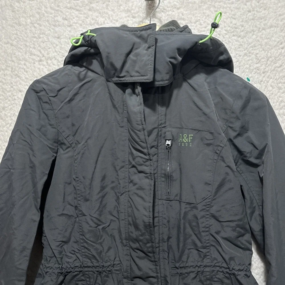 Abercrombie & Fitch AF Women's M Winter Coat Parka Gray Hooded‎ Full Zip